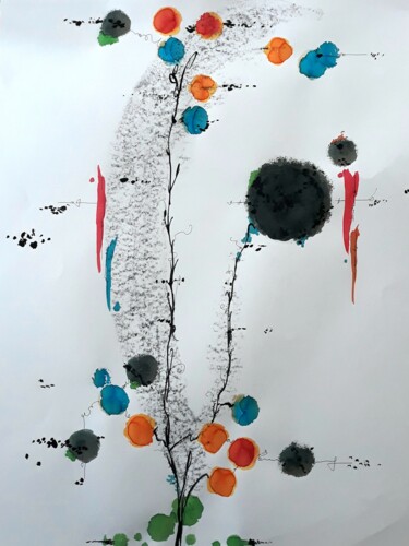 Peinture intitulée "Dispersion" par Cha.Albrt, Œuvre d'art originale, Encre
