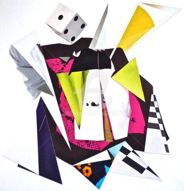 Collages intitulée "POKER 2015" par Cha, Œuvre d'art originale, Découpages
