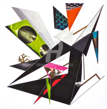 Collagen mit dem Titel "CALYPSO" von Cha, Original-Kunstwerk, Scherenschnitt