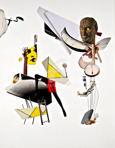 Collages titled "SANS-RAISON" by Cha, Original Artwork, Paper cutting