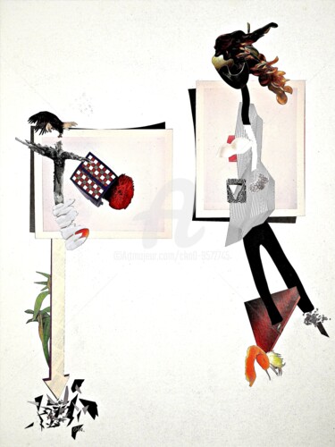Collages titled "PULSION" by Cha, Original Artwork, Paper cutting