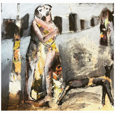“Lovers in the city” Painting titled "“Lovers in the city”" by Levan Chabukiani, Original Artwork, Acrylic