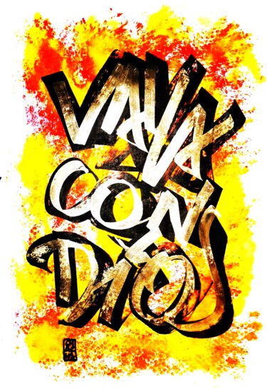 Schilderij getiteld "VAYA CON DIOS" door Chachagrafitero, Origineel Kunstwerk, Acryl