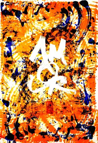 Картина под названием "A M O U R Bleu et O…" - Chachagrafitero, Подлинное произведение искусства, Акрил