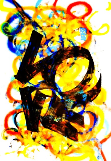 Malerei mit dem Titel "YELLOVE" von Chachagrafitero, Original-Kunstwerk, Sprühfarbe