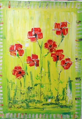 Painting titled "coquelicots" by Chachapeala, Original Artwork