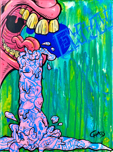 Schilderij getiteld "EWW" door Chad Carothers (Chad Cantcolor), Origineel Kunstwerk, Acryl