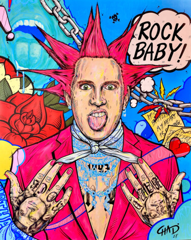 绘画 标题为“Rock Baby” 由Chad Carothers (Chad Cantcolor), 原创艺术品, 丙烯