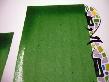 Painting titled "detail Terre vert 1" by Chadia Labidi, Original Artwork