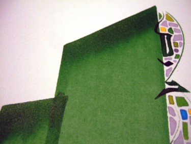 Painting titled "detail Terre vert 2" by Chadia Labidi, Original Artwork
