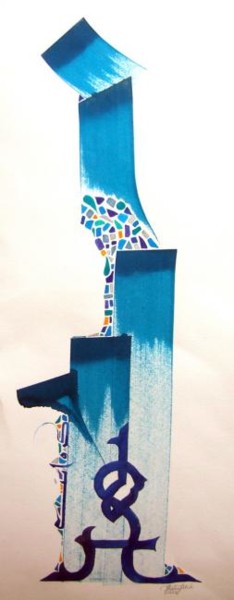 Painting titled "Libre bleu" by Chadia Labidi, Original Artwork