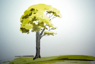 Painting titled "arbre -II" by Chadia Labidi, Original Artwork, Watercolor