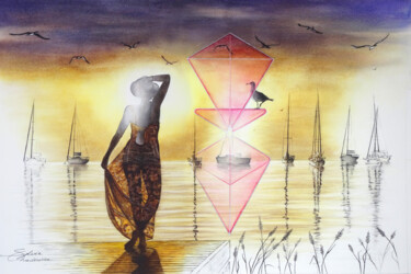 Peinture intitulée "Les voiliers" par Chadourne Sylvie, Œuvre d'art originale, Aquarelle
