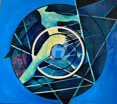 Рисунок под названием "Cubist Human" - Chadraabal Adiybazar, Подлинное произведение искусства, Масло
