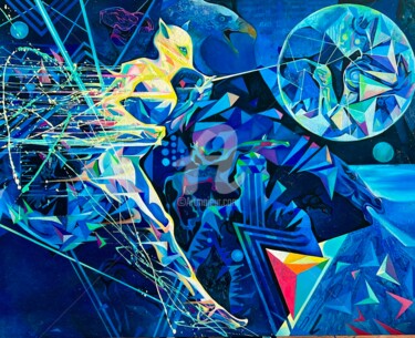 Malerei mit dem Titel "Humans and AI. ''A…" von Chadraabal Adiybazar, Original-Kunstwerk, Öl