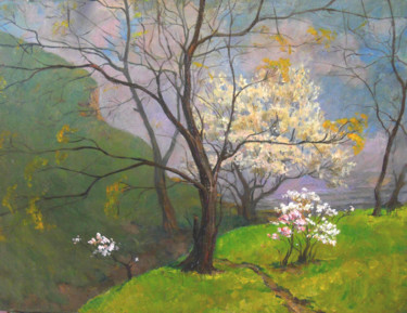 Картина под названием "Весна" - Анна Чаговец, Подлинное произведение искусства, Масло