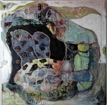 Картина под названием "4 eyes,1 look" - Chahla Soummer, Подлинное произведение искусства, Акрил Установлен на Деревянная рам…