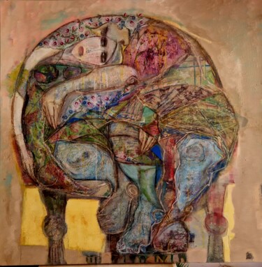 Painting titled "Toute est un cercle" by Chahla Soummer, Original Artwork, Acrylic Mounted on Wood Stretcher frame