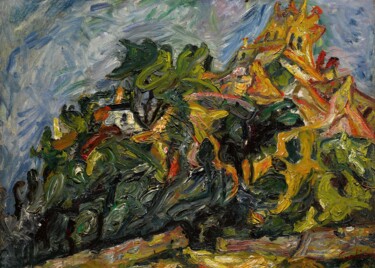 Schilderij getiteld "Vue de Céret" door Chaïm Soutine, Origineel Kunstwerk, Olie