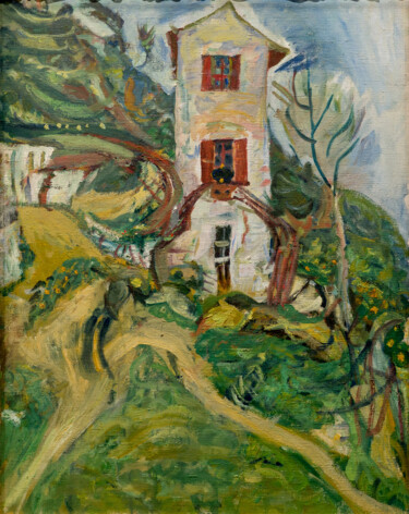 Painting titled "La maison blanche" by Chaïm Soutine, Original Artwork, Oil