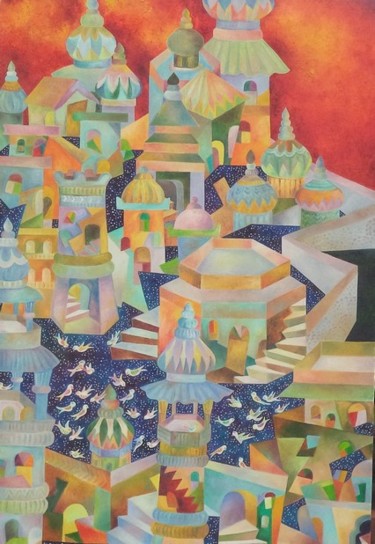 Pintura titulada "Oriental Dawn" por Chaitali Chatterjee, Obra de arte original, Oleo