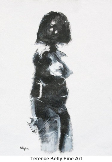 Painting titled "Standing Nude" by Terence Kelly, Original Artwork, Oil