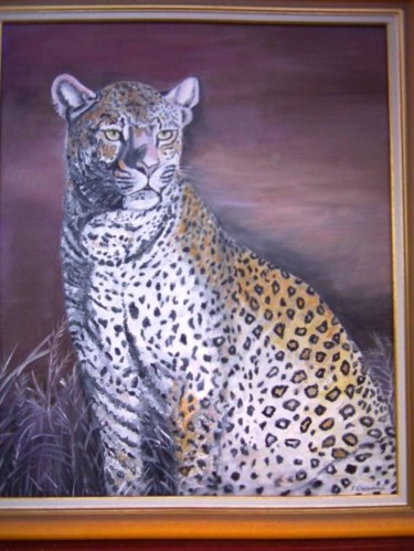 绘画 标题为“Le léopard attentif” 由Françoise Chambron, 原创艺术品