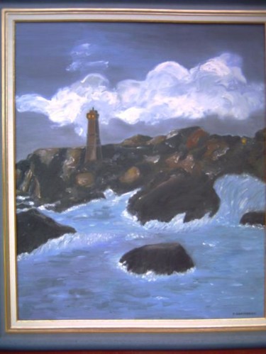 Painting titled "Le phare de Porskam…" by Françoise Chambron, Original Artwork