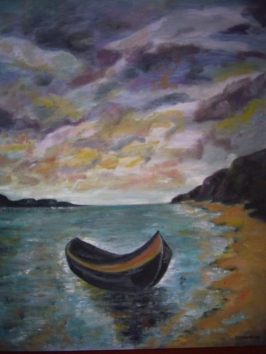Painting titled "Ciel breton agité" by Françoise Chambron, Original Artwork