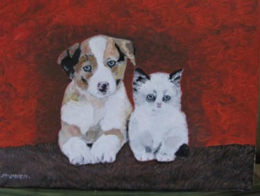 Painting titled "Les Adorables" by Françoise Chambron, Original Artwork, Oil