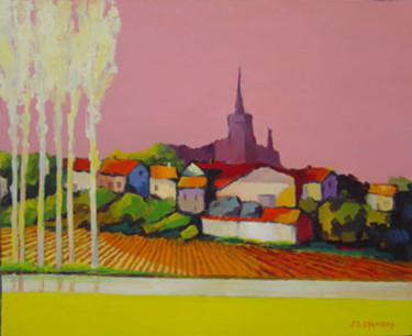 Peinture intitulée "Le village.jpg" par Jjchambry, Œuvre d'art originale