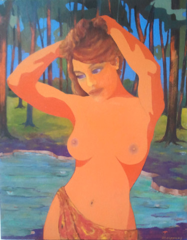Peinture intitulée "Femme au paréo.jpg" par Jjchambry, Œuvre d'art originale