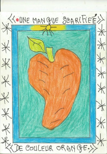 Desenho intitulada "Une mangue sacrifié…" por Frédéric Bruly Bouabré, Obras de arte originais