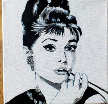 Painting titled "AUDREY HEPBURN" by Thierry Chamoux, Original Artwork, Oil