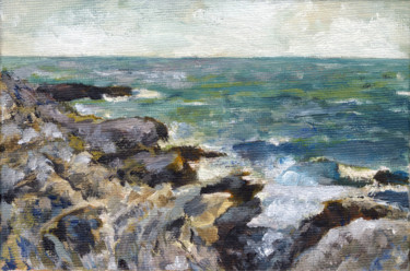 Peinture intitulée "Côte rocheuse, Cap-…" par C H A M P, Œuvre d'art originale, Huile