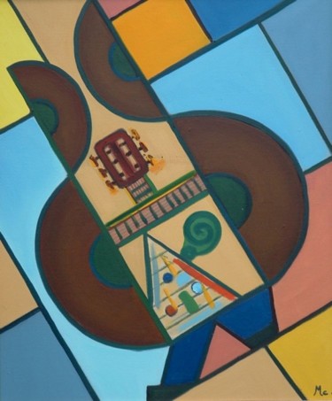 Peinture intitulée "Le guitariste - hui…" par Michel Champion, Œuvre d'art originale, Huile
