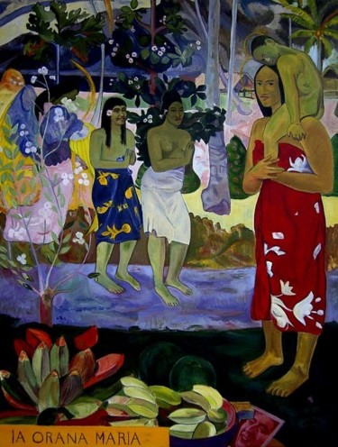 Peinture intitulée "Ia Orana Maria - Co…" par Michel Champion, Œuvre d'art originale, Huile
