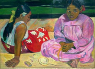 Peinture intitulée "Femmes sur la plage…" par Michel Champion, Œuvre d'art originale, Huile