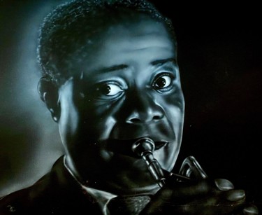 Painting titled "Jazz Louis Armstrong" by Johan De Champs, Original Artwork, Airbrush