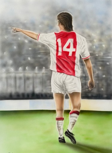 Malerei mit dem Titel "14 Johan Cruyff" von Johan De Champs, Original-Kunstwerk, Airbrush
