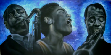 Malerei mit dem Titel "Jazz pur sang" von Johan De Champs, Original-Kunstwerk, Acryl