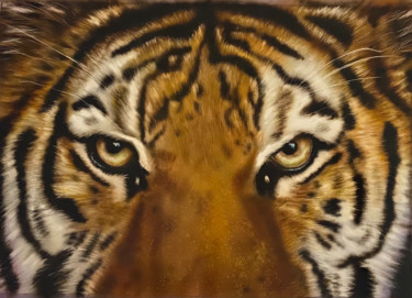 Painting titled "Tiger Eyes" by Johan De Champs, Original Artwork, Acrylic