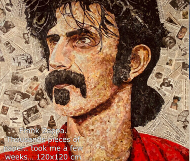 Colagens intitulada "Frank Zappa collage" por Johan De Champs, Obras de arte originais, Colagens