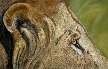Dibujo titulada "Lion art study" por Johan De Champs, Obra de arte original, Pastel