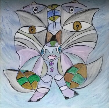 Painting titled "Mystérieux papillon" by Chan Mengal, Original Artwork, Acrylic Mounted on artwork_cat.