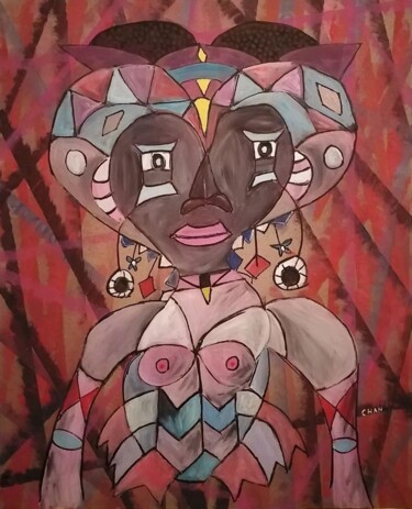 Painting titled "Princesse du sud" by Chan Mengal, Original Artwork, Acrylic