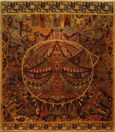 Arte textil titulada "Tapis-tapisserie" por Chan Mengal, Obra de arte original, Tapiz