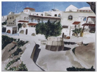 Painting titled "Ari street, Safed" by Chana Esther Bloch, Original Artwork, Watercolor