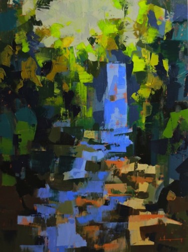 Painting titled "falls-in-the-woods-…" by Chance Lee, Original Artwork