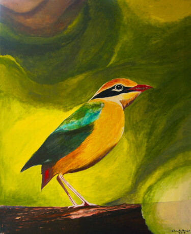 Painting titled "Lonely bird" by Chandana Hewapathirana, Original Artwork, Acrylic